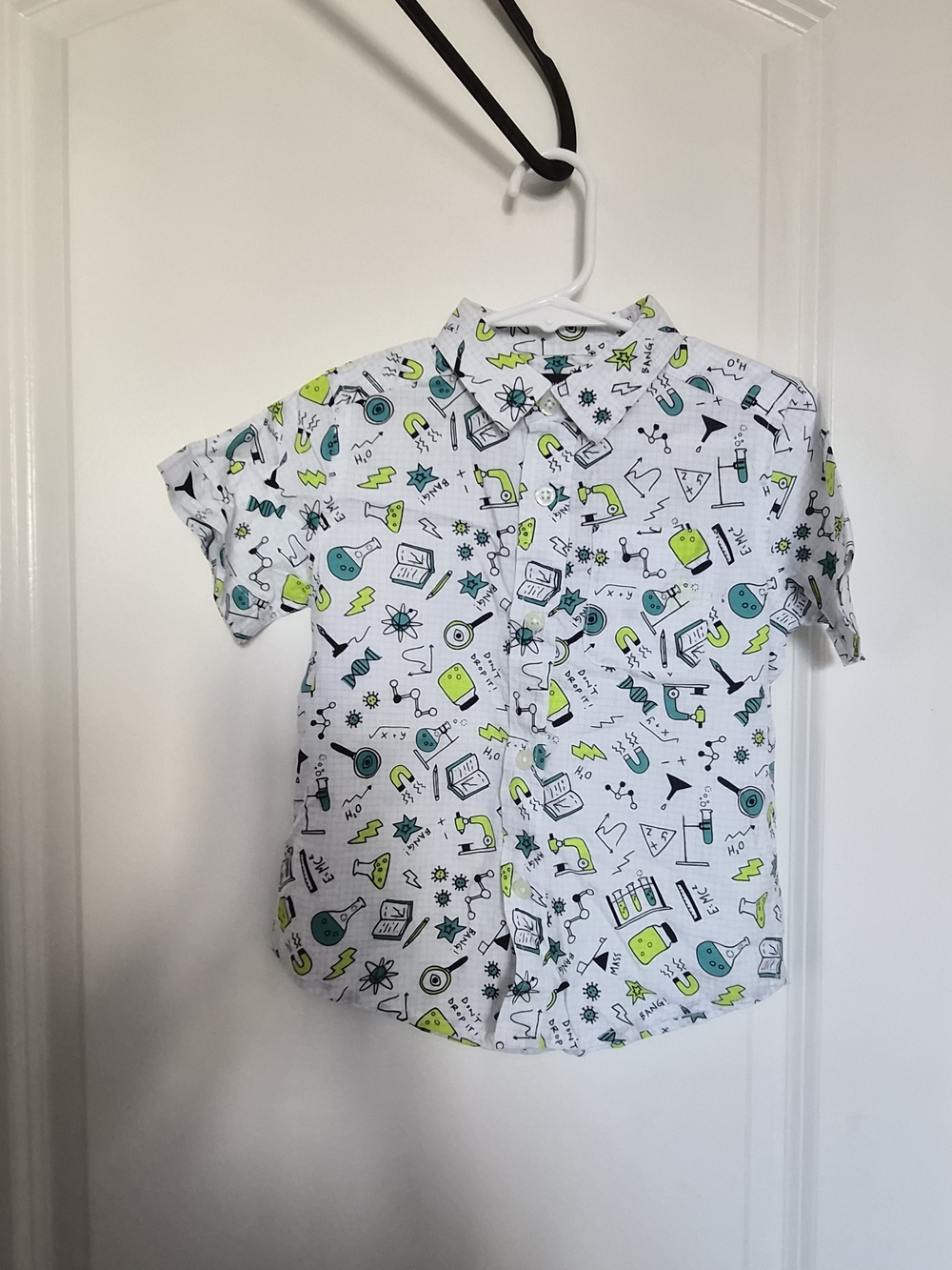 0Kids Science-Print Short Sleeve Shirt Lime Toddler Two Piece Sets Shorts